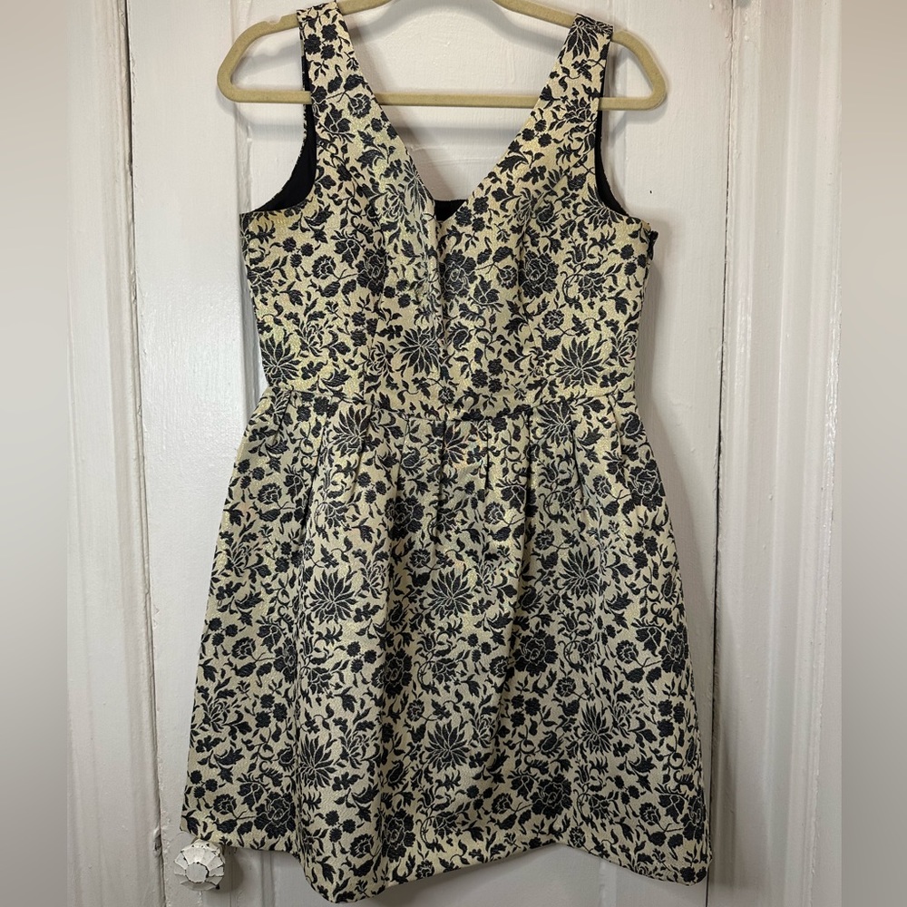 Jack fit and flare gold brocade cocktail dress
